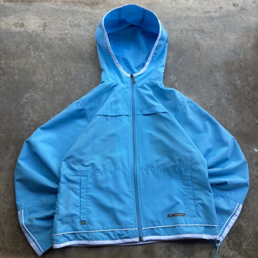 Vintage Y2K Reebok Windbreaker Jacket Gorpcore Sporty Sky Blue Womens M f7 - Picture 2 of 8